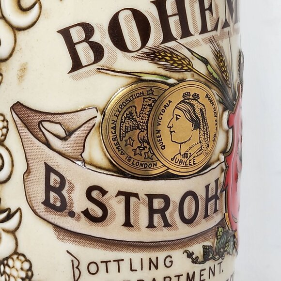 Bohemian B. Stroh's Heritage IV Collectors Ceramic Beer Stein Detroit Michigan - Picture 7 of 10